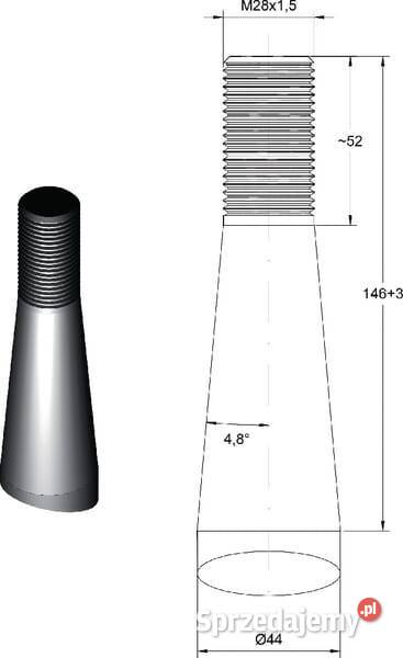 Ząb ładowacza prosty profil kwadratowy 44x1250 Kamionna