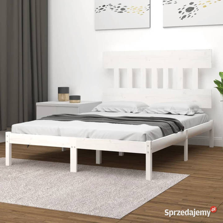 Rama łóżka biała lite drewno 140x190 WM3104719 Łóżka