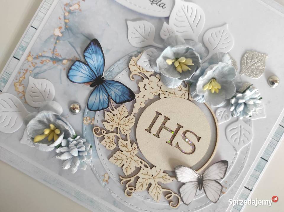 Kartka w pudełku ręcznie robiona na Komunię Łódź