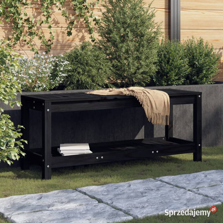 Ławka ogrodowa czarna 108x35x45 lite drewno Warszawa