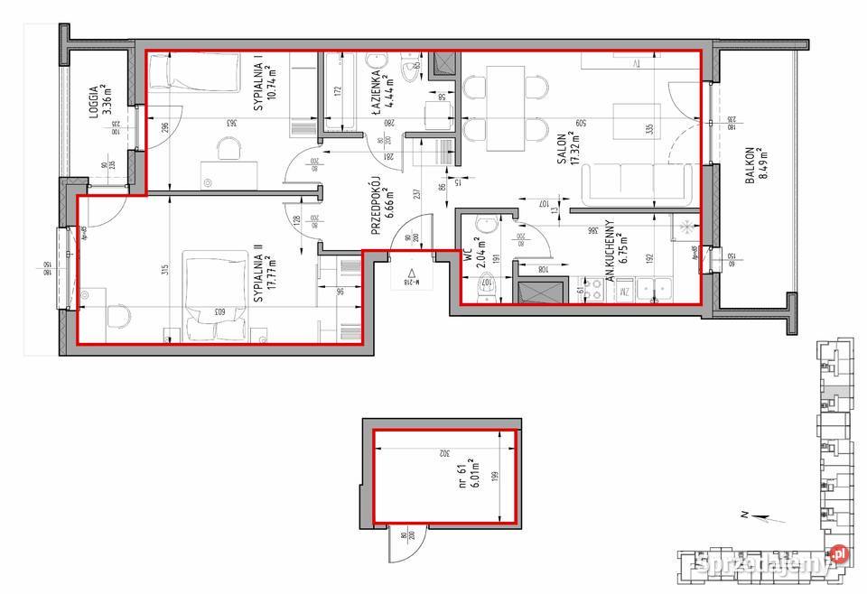 Mieszkanie 3pokojowe z aneksem kuchennym Felin garaż Lublin