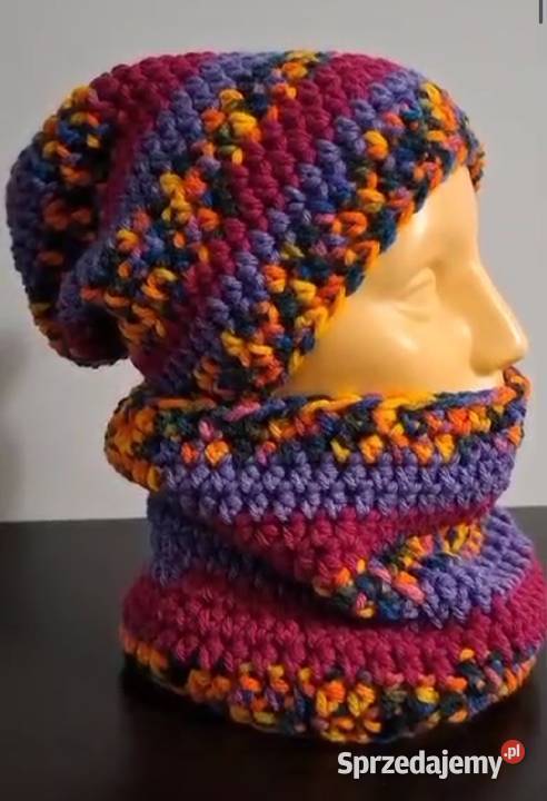 Komplet czapka smerfetka z kominem Dla kobiet Moda i Styl