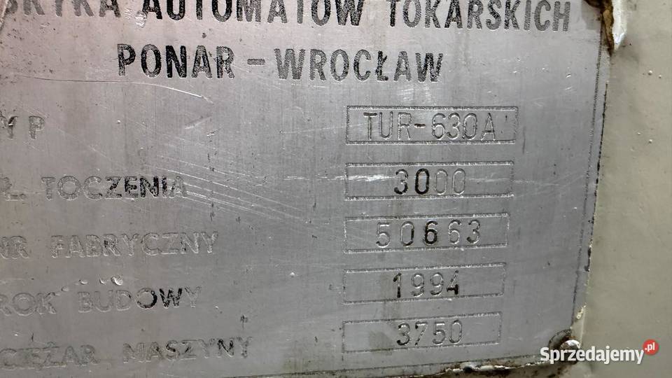 Tokarka PONAR TUR 630A 3000 Tarnowskie Góry sprzedam