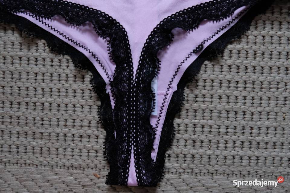 pudrowy satynowa koronkowe koronka stringi