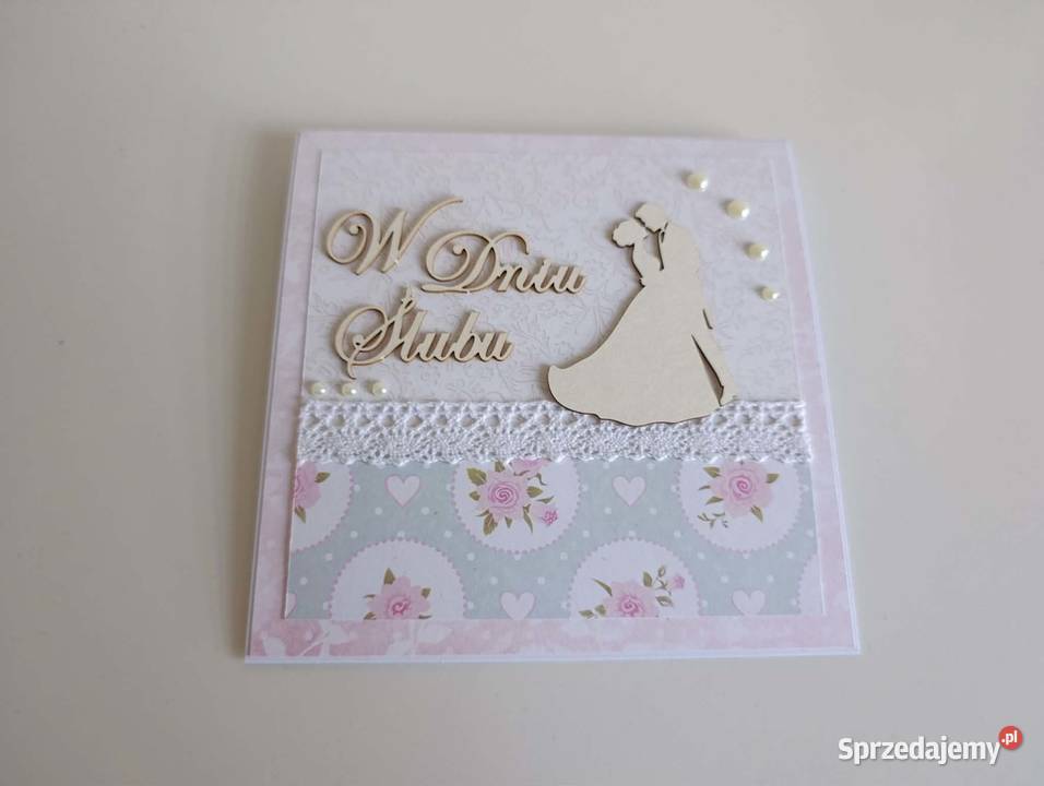 Kartka ręcznie robiona na Ślub handmade 2 Rękodzieło Łódź