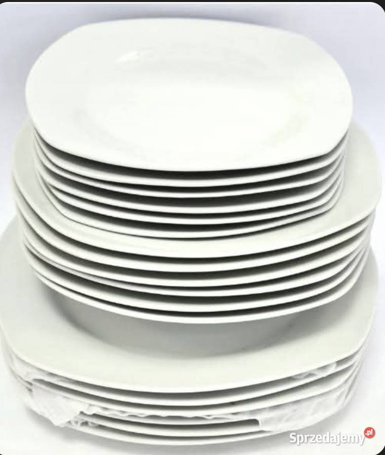 149 Zestaw czystych białych talerzy 18 sztuk biały Zabrze