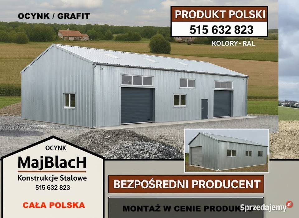 A120Garaż Blaszany Jednospadowy GRAFITOWYZłoty Nieruchomości Brzeg