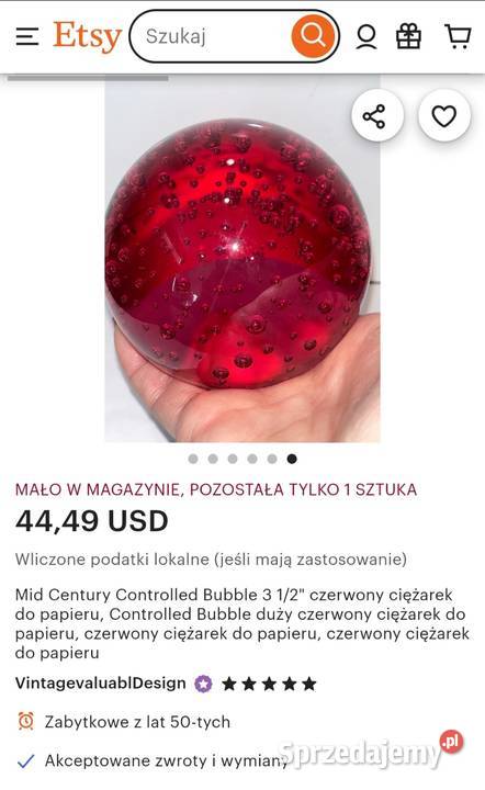 PIĘKNA SZKLANA KULA BULLICANTE
PRZYCISK DO Pabianice sprzedam