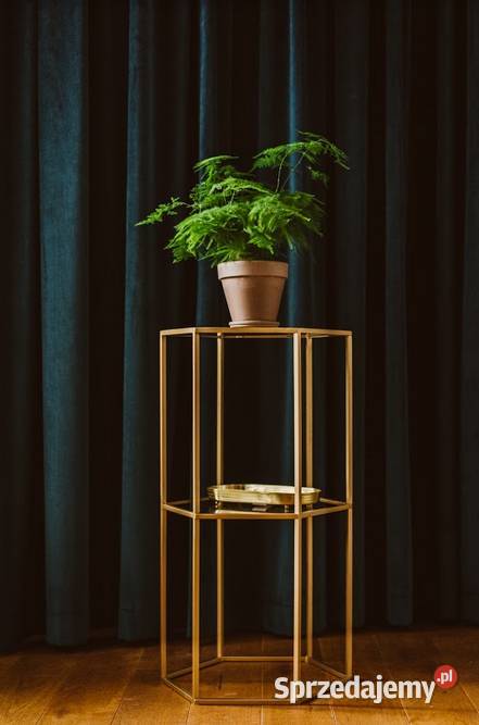 Kwietnik złoty loft heksagon z półką
