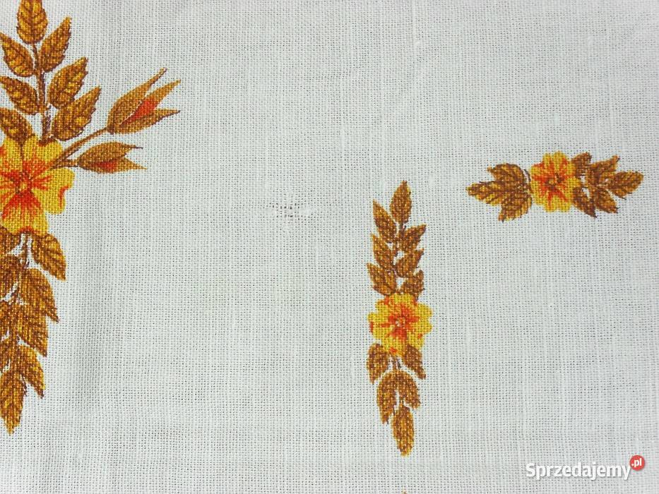 Obrus lniany we wzór roślinny kwiatowy 154 x 124 Gliwice