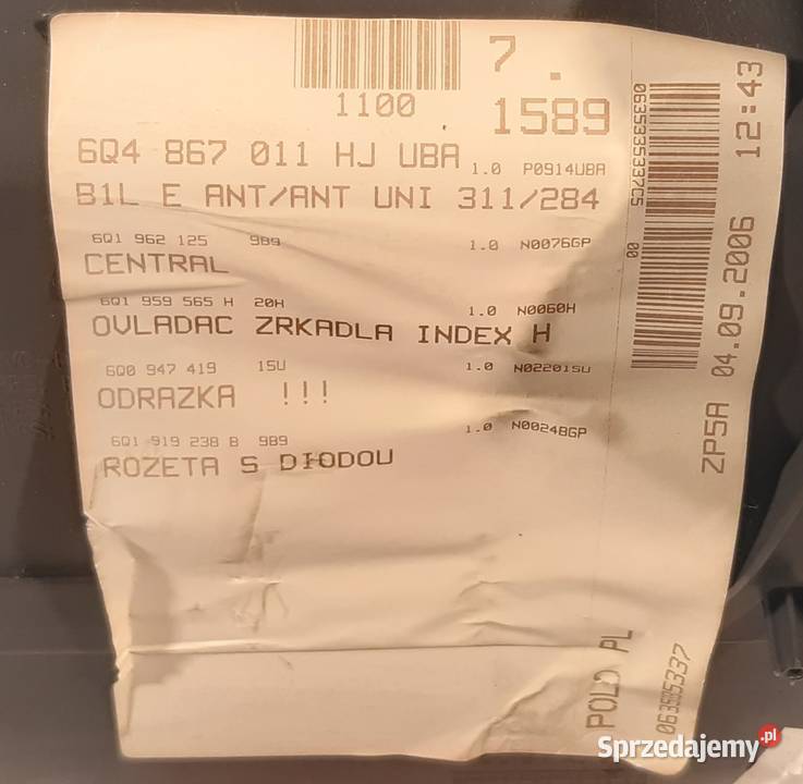 BOCZEK DRZWI LEWY PRZÓD VW POLO 9N Mielęcin sprzedam