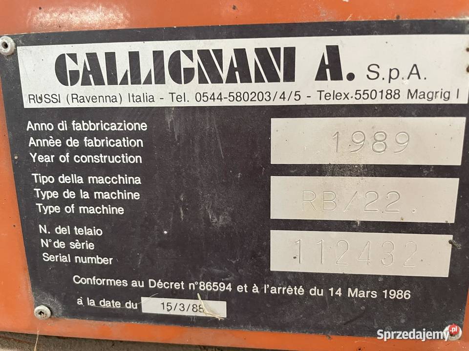 Prasa rolująca Gallignani stało komorowa pasowa Ryki