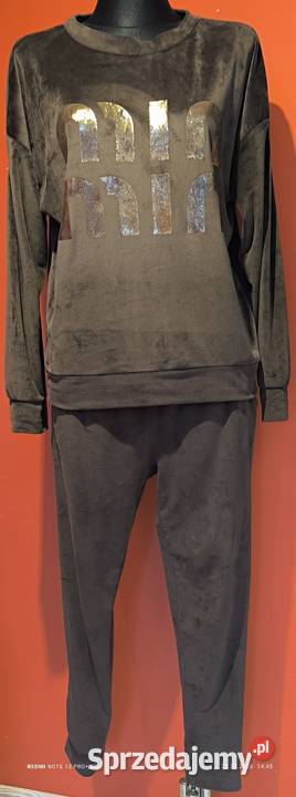 Fajny welur dres komplet damski czekolada dolnośląskie Bolesławiec