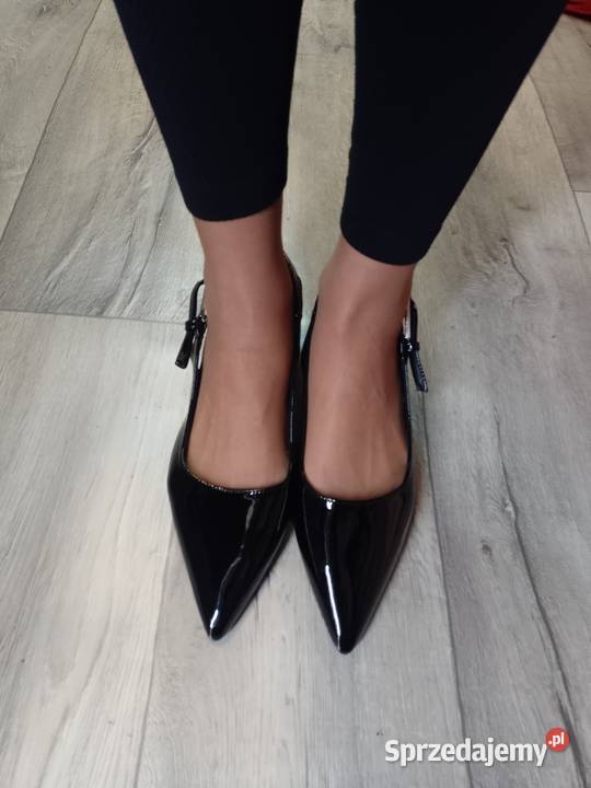 43 CZARNE czółenka wieczorowe z odkrytą piętą inna