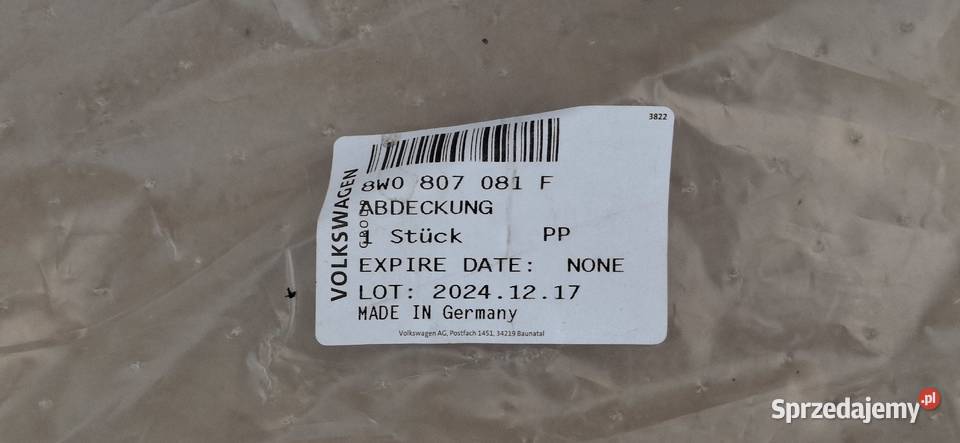 AUDI A4 B9 OSŁONA NAKŁADKA PASA PRZEDNIEGO NOWA Pasy przednie i tylne Bieleń