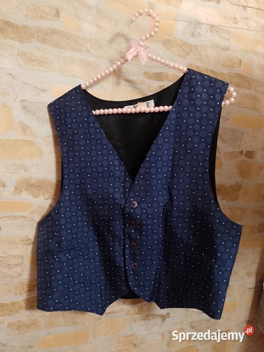 M Ekskluzywna granatowa kamizelka garniturowa z Moda i Styl Kraków
