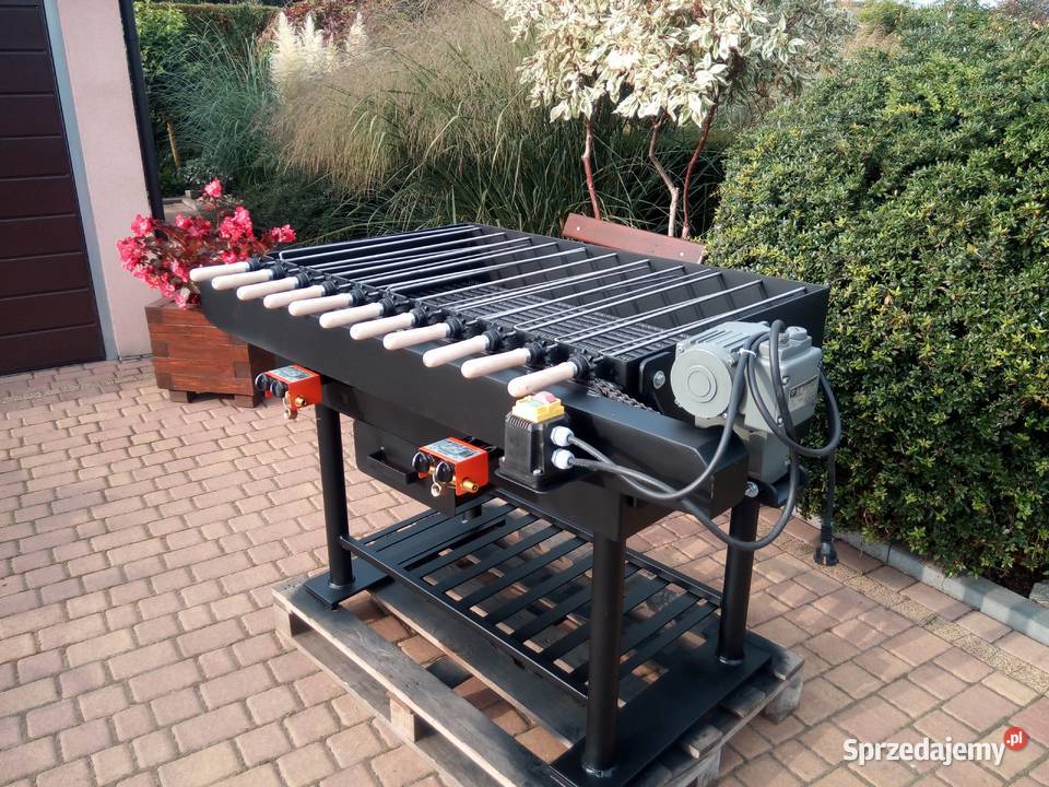 Grill na szaszłyki gazowy węglowy blacha 6 mm Damasławek