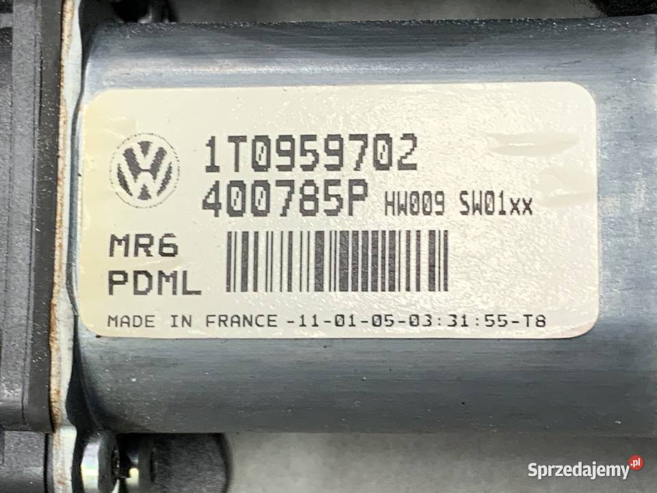 PODNOŚNIK SZYBY PRAWY PRZÓD VW TOURAN 1T0959702