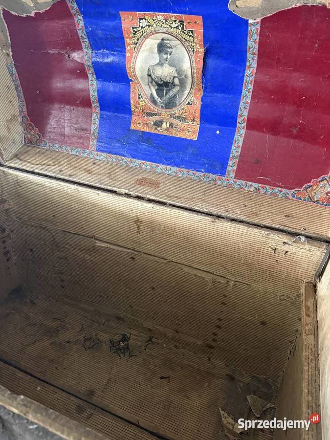 Skrzynia podróżna kufer podróżny z XIX