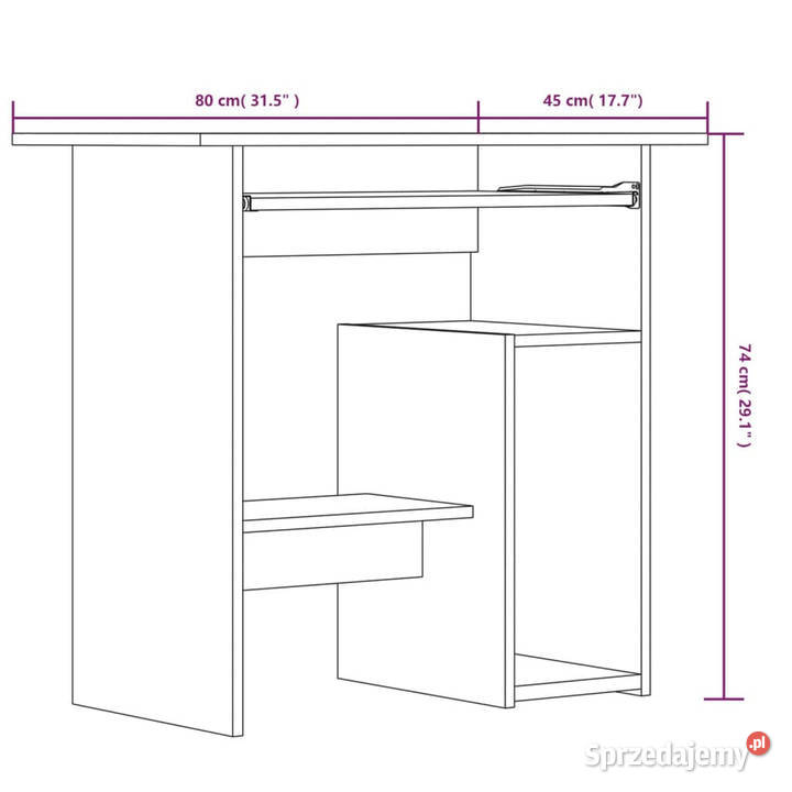 Biurko przydymiony dąb 80x45x74 materiał Warszawa