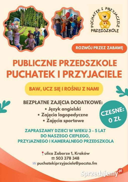 Przedszkole Bezpłatne 0 małopolskie Kraków