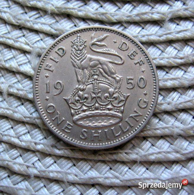Wielka Brytania 1 Szyling 1950r Herb Anglii wielkopolskie Kalisz