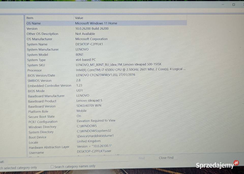 Laptop Lenovo IdeaPad 50015ISK i76500U 8GB Warszawa