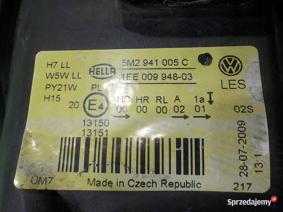 VW GOLF PLUS LIFT 14 TSI 09r 5D lampa lewa przod osobowe mazowieckie Suków