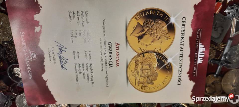 Fidżi 5 dolarów 2006 Atlantyda ZŁOTO K234 mazowieckie