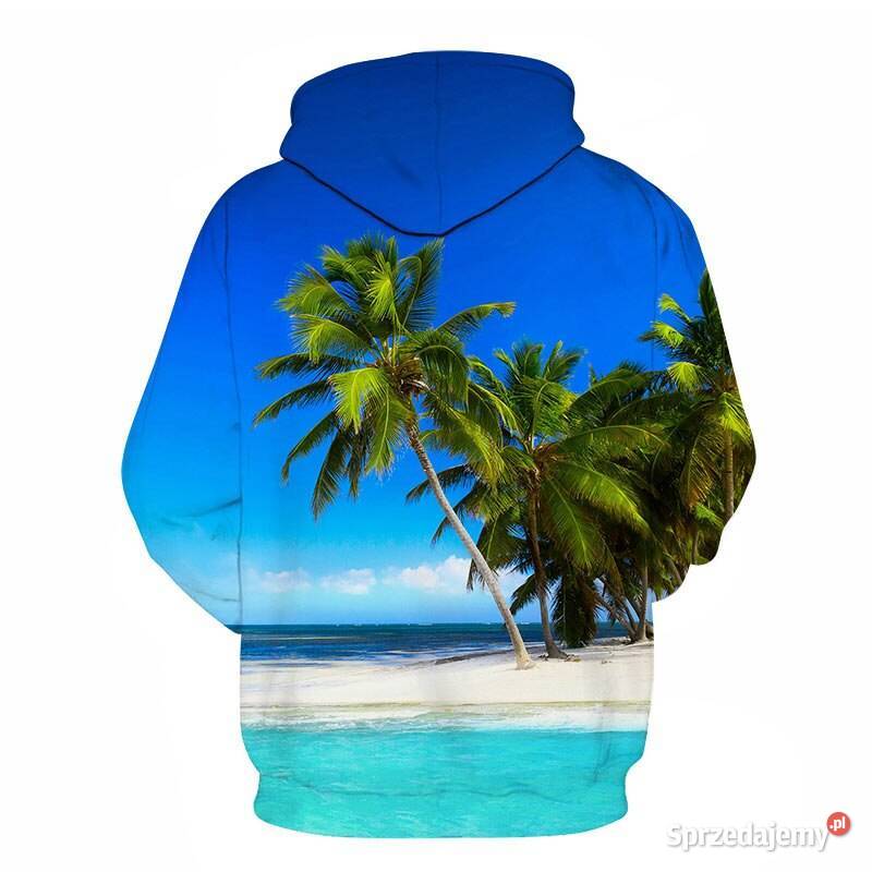 bluza z kapturem 3d trójwymiarowa nadruk plaża długi Warszawa