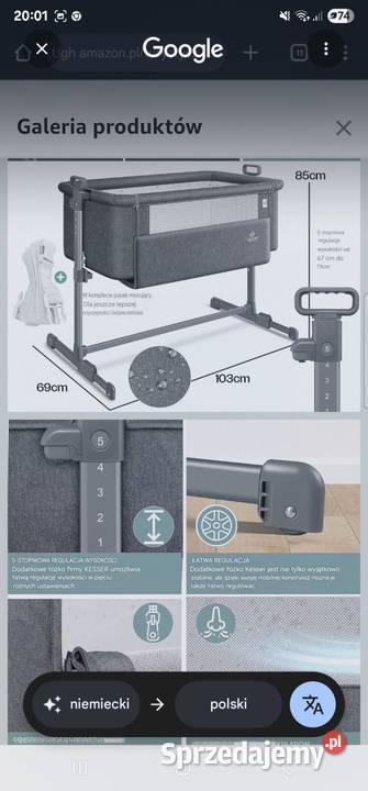 Łóżeczko dziecięce z miękkim materacem kółkami Rzeszów