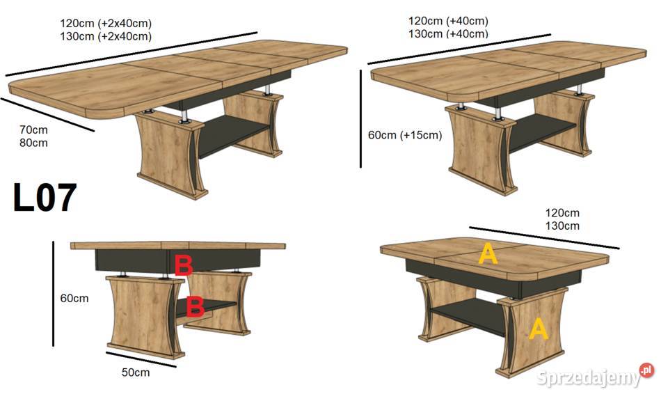 Ławostół L07 rozkładany do 200 podnoszony Stoły, krzesła, biurka Radomsko