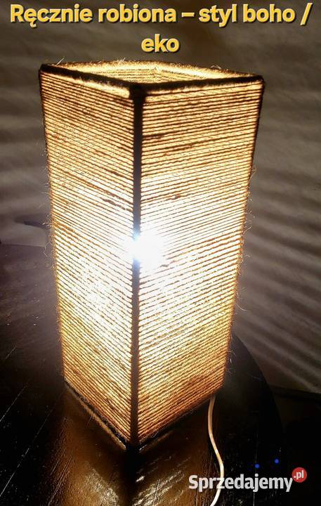 Ręcznie robiona lampa z juty naturalne światło