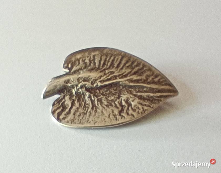 Stara broszka Srebrny Liść Warmet Agat Kłodzko Brwinów