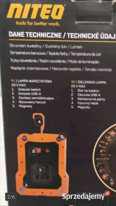 Lampa akumulatorowa 20V Niteo Nowa Wieliczka
