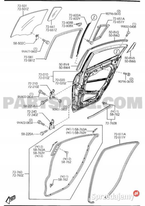 USZCZELKA DRZWI PRAWY TYŁ MAZDA 3 0406