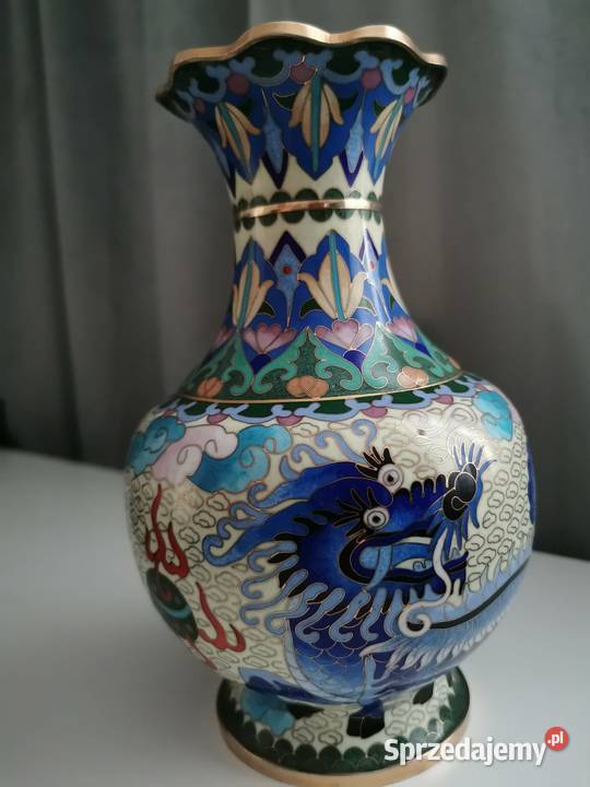 Chiński wazon cloisonn ze smokiem koniec XIX Rzeszów