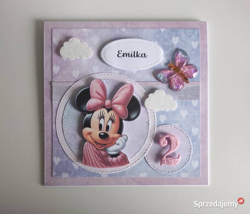 Kartka urodzinowa ręcznie robiona Myszka Minnie Łódź