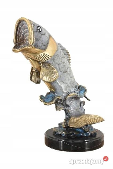 Okoń z Brązu Ryba Wędkarstwo Figura Rzeźba z