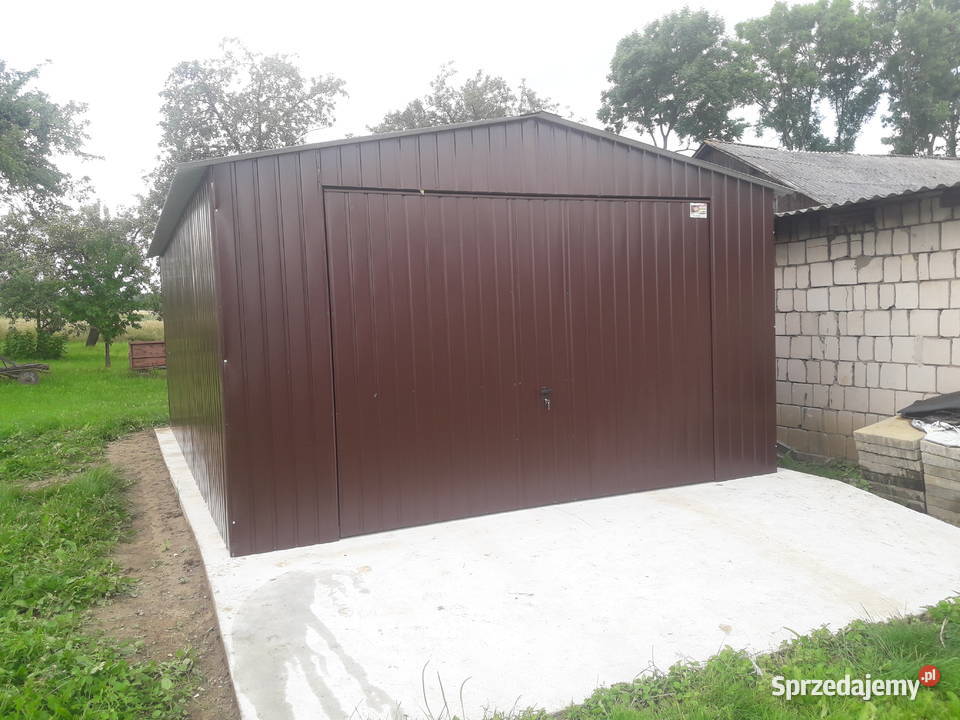 Garaż Blaszany 6x5m Dwie Bramy Uchylne Ciemny Gielniów