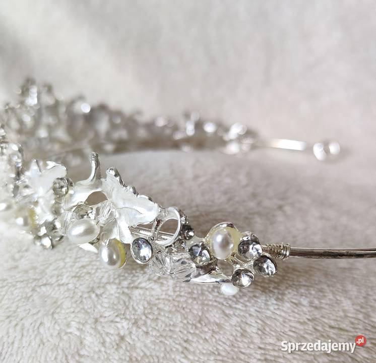 Korona tiara opaska naszyjnik kolczyki komplet Szczecin