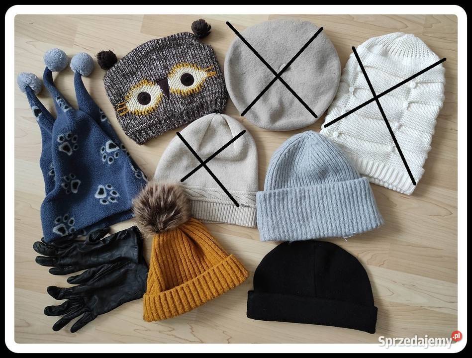 Zestaw ciepłych czapek damskich różne wzory i mazowieckie Płock