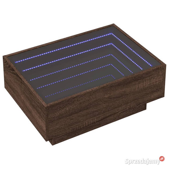 Stolik kawowy z LED brązowy dąb 70x50x30 Stoły Warszawa
