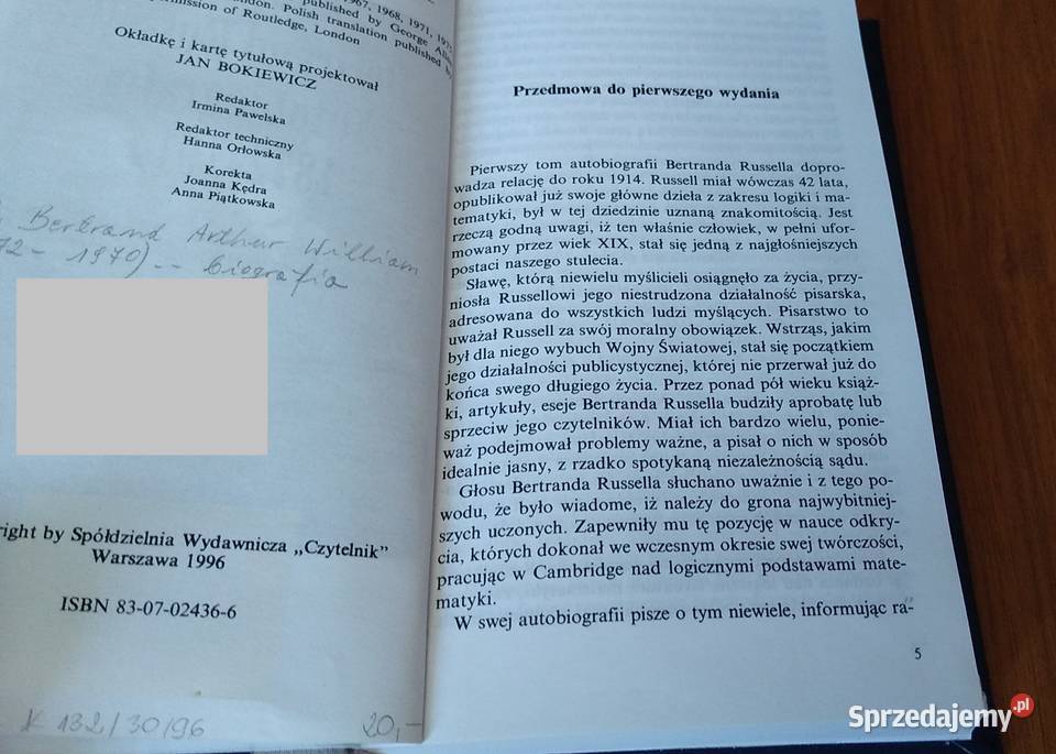 Autobiografia 18721914 Bertrand Russell TWARDA sprzedam