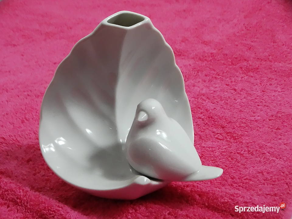 Porcelanowy wazonik figurka Ptaszek Biłgoraj