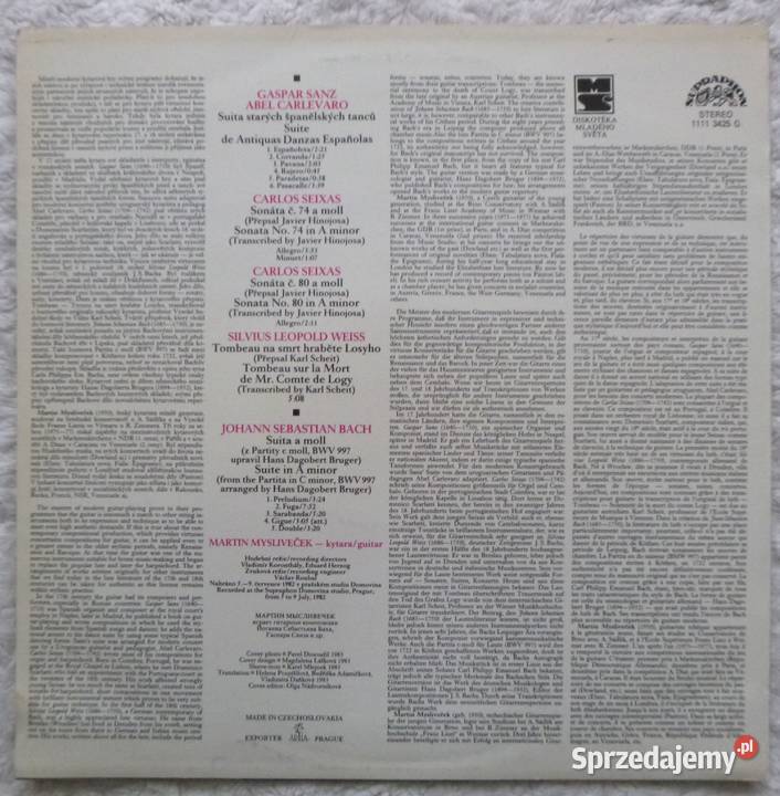 płyta winylowa LP Martin Myslivecek Bach Sanz mazowieckie Warszawa
