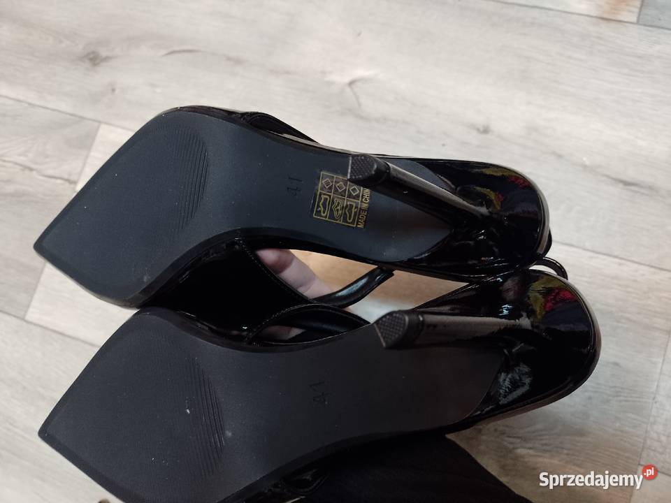 41 Czarne czółenka Szpilki wieczorowe z odkrytą Kraków sprzedam