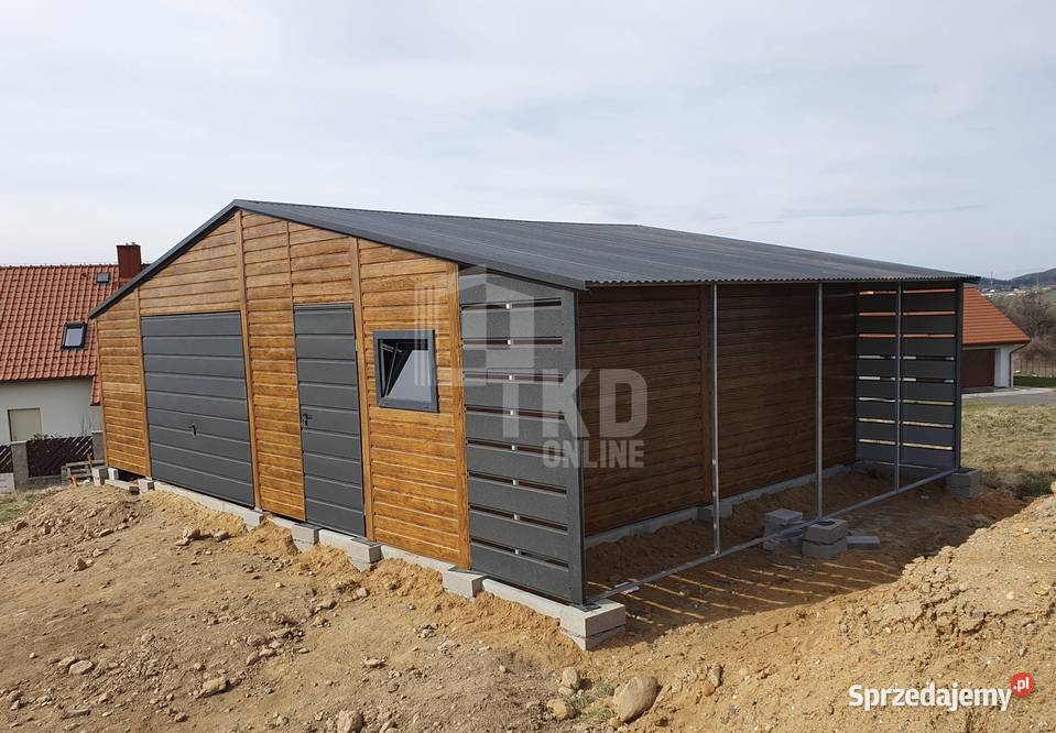 Garaż Blaszany 9x6 wiata 1x6 Brama 2x drzwi 2x Altany i wiaty Jarocin