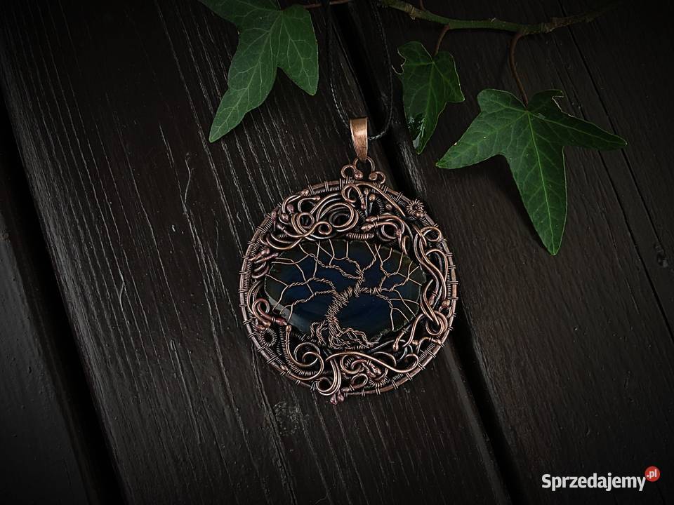 Medalion wisior drzewo życia agat rękodzieło małopolskie Kraków