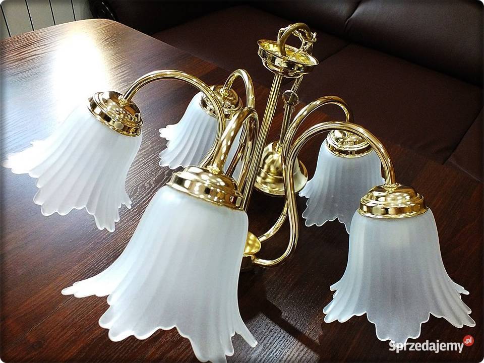 Lampa wisząca sufitowa Złoty żyrandol 5 ramienny